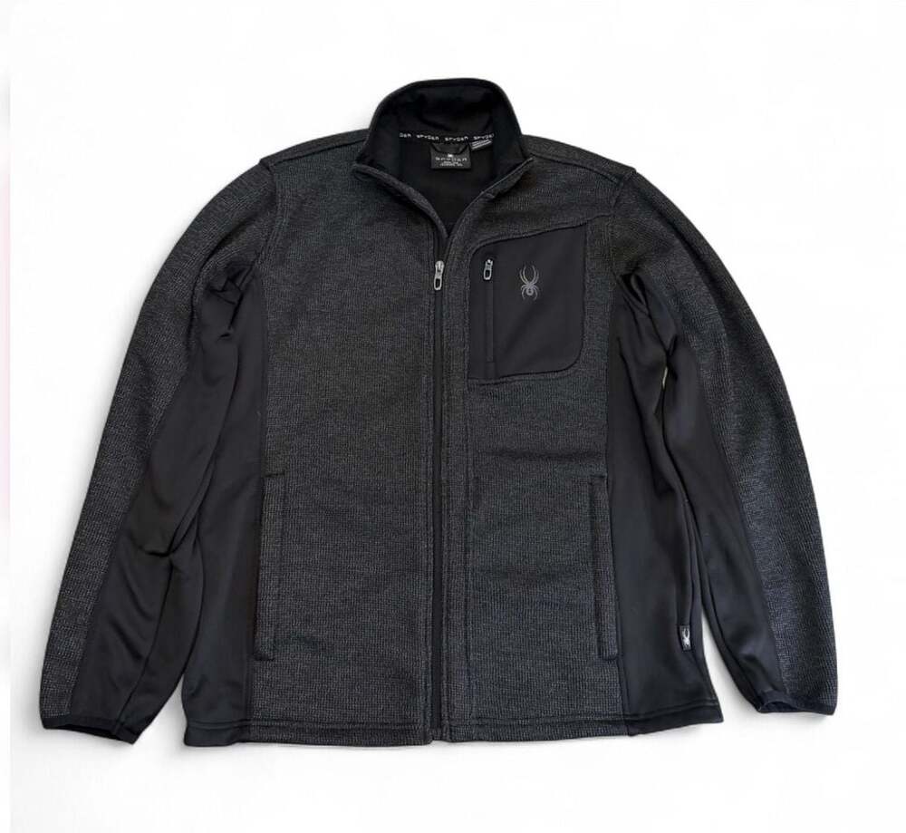 Size M Spyder Men's Bandit Full Zip Jacket Charcoal Grey Fleece Hybrid Sweate